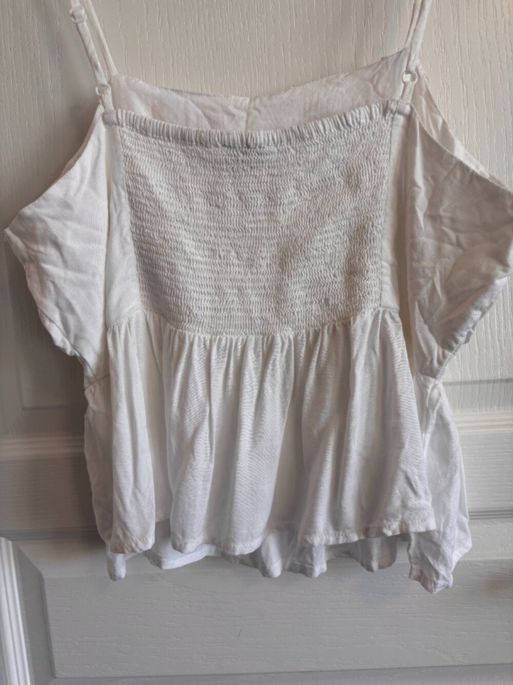 Patrons of Peace Embroidered Floral Peplum Tank Top White Size L Boho - Picture 5 of 8